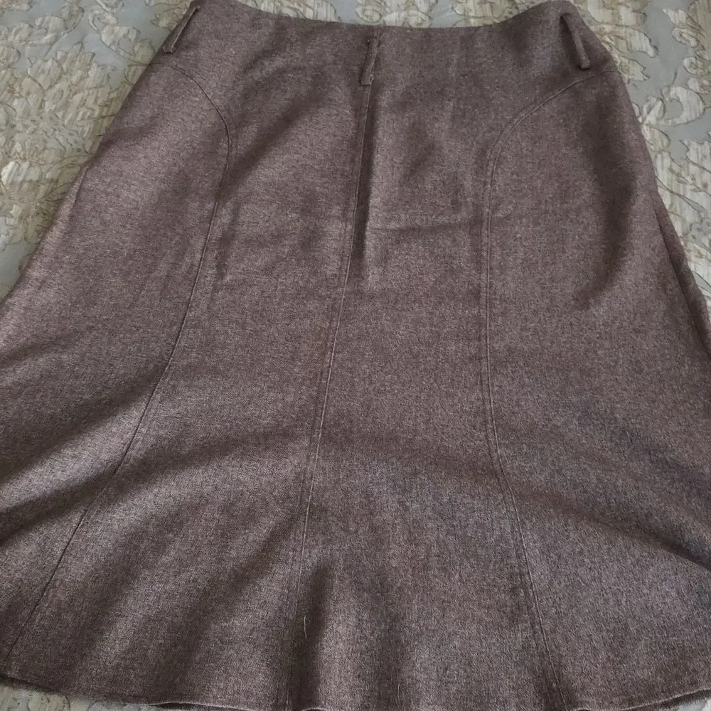 Heathered Ponte Knit Chocolate Brown Size 14 Skirt With Belt Loops